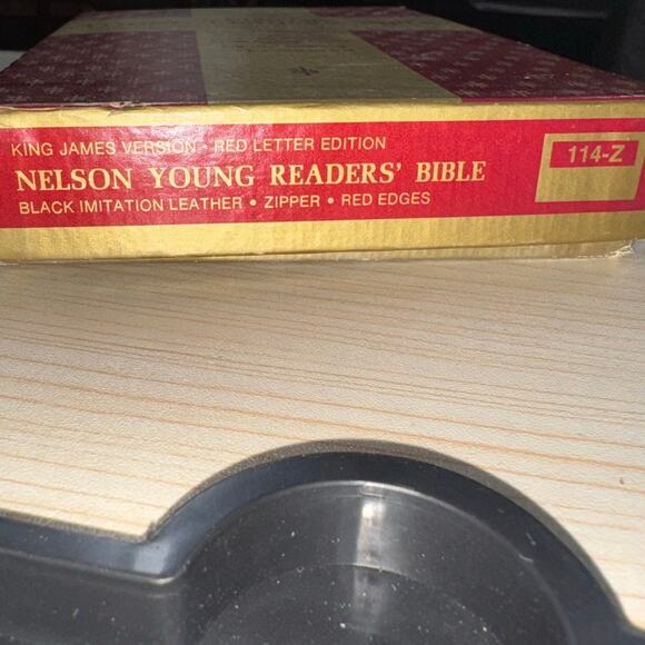 Nelson Study Black Bible w/Concordance Dictionary, Red Words Of Christ & Box VTG - Picture 5 of 10
